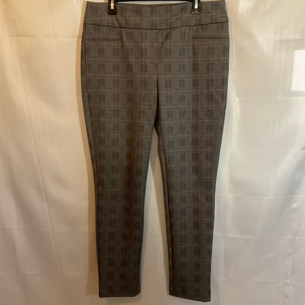 Dalia Plaid Ponte Slim Fit Pull-on Trousers